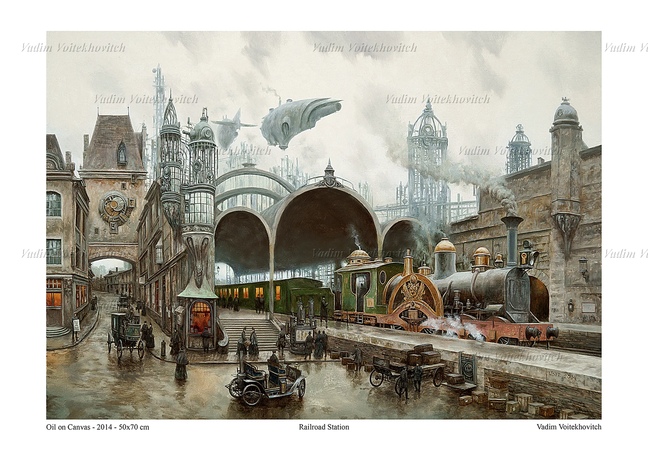 Steampunk Poster Railroad Station by Vadim Voitekhovitch
