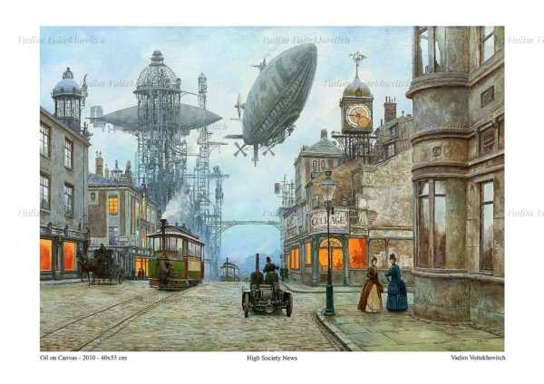 Steampunk Poster High Society News by Vadim Voitekhovitch