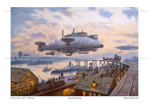 Steampunk Poster Heavenly Mooring by Vadim Voitekhovitch